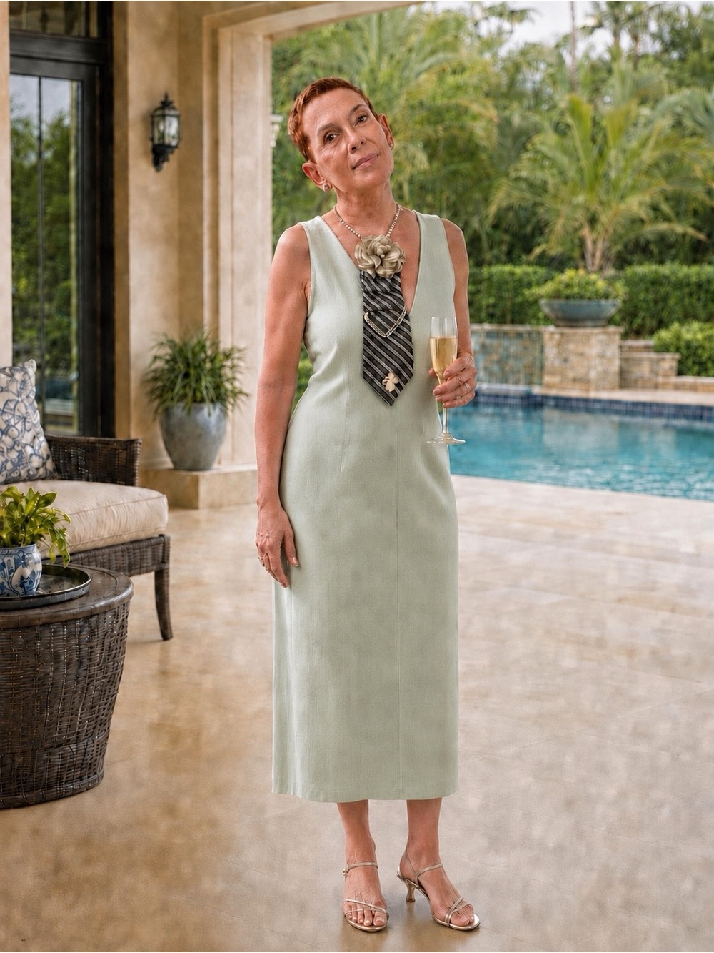 Crystal Bee in Bloom Tie Necklace